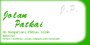 jolan patkai business card